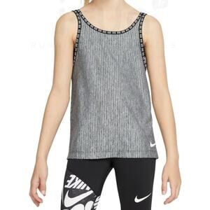 NIKE Girls‎ Gray Black Striped 2-In-1 Built In Bra Active Workout Tank Top Sz XL